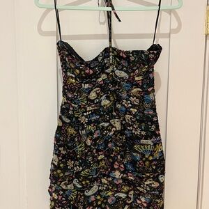 New (w/ tags) ZARA Rauched Floral Halter Mini Dress